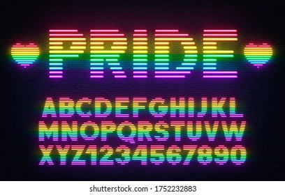 Neon rainbow font on a dark background.