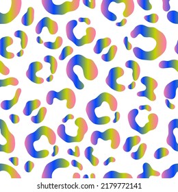 Neon rainbow leopard abstract print, vector seamless pattern in the style of doodles, hand drawn