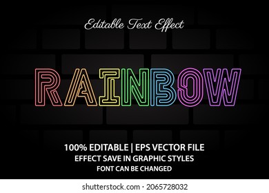 Neon Rainbow Light Editable Text Effect 3d Style