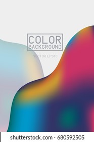 Neon rainbow liquid color splash cover vector. Futuristic fluid paint template. Abstract neon background on white.