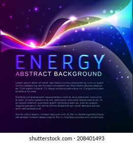 Neon rainbow waves vector background