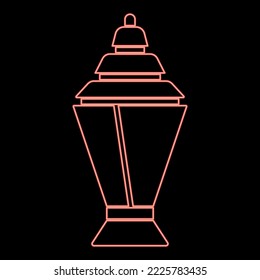 Neon ramadan kareem lantern or fanous red color vector illustration image flat style light