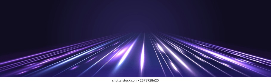 Neon rays vector abstract background. Futuristic technological style. Abstract background with speed lines. Vector illustration. Futuristic. The light lines of the road are blue.