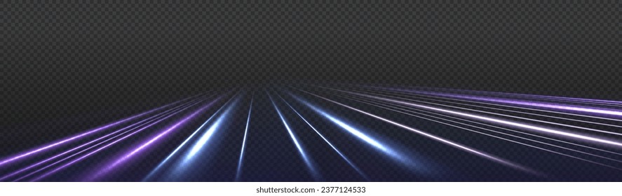 Neon rays vector abstract background. Futuristic technological style. Abstract background with speed lines. Vector illustration. Futuristic. The light lines of the road are blue.
