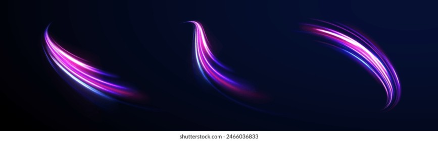 Neon rays vector abstract background png. Futuristic technological style. Abstract background with speed lines. Vector illustration. Futuristic. The light lines of the road are blue