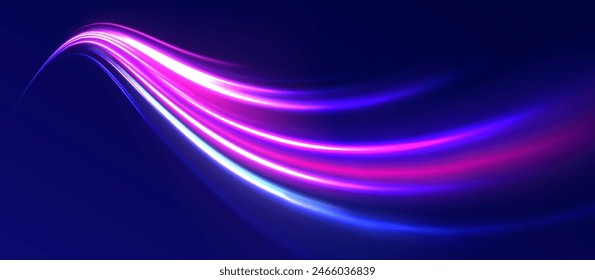 Neon rays vector abstract background png. Futuristic technological style. Abstract background with speed lines. Vector illustration. Futuristic. The light lines of the road are blue