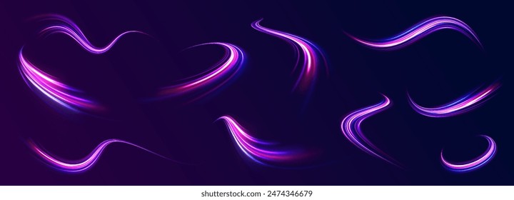 Neon rays vector abstract background png. Futuristic technological style. Abstract background with speed lines. Vector illustration. Futuristic. The light lines of the road are blue png	