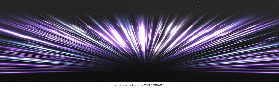 Neon rays vector abstract background. Futuristic technological style. Abstract background with speed lines. Vector illustration. Futuristic. The light lines of the road are blue.