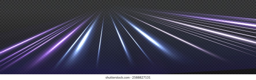 Neon rays vector abstract background. Futuristic technological style. Abstract background with speed lines. Vector illustration. Futuristic. The light lines of the road are blue.