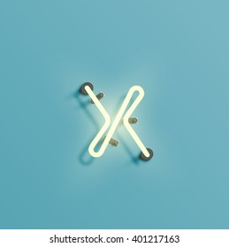Neon realistic character from a typeset, vector