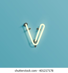 Neon realistic character from a typeset, vector
