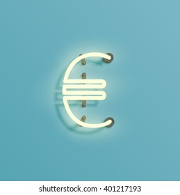 Neon realistic character from a typeset, vector