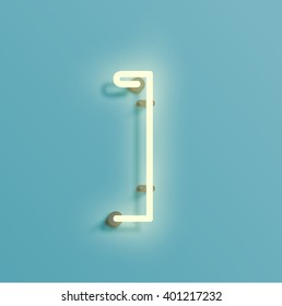 Neon realistic character from a typeset, vector