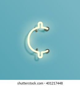 Neon realistic character from a typeset, vector