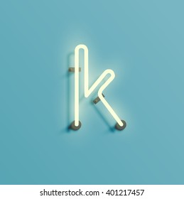Neon realistic character from a typeset, vector