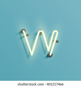 Neon realistic character from a typeset, vector