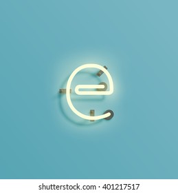 Neon realistic character from a typeset, vector