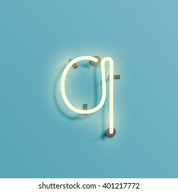 Neon realistic character from a typeset, vector
