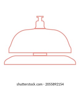 Neon reception bell red color vector illustration flat style light image