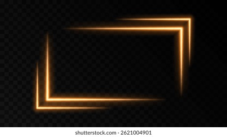 Neon rectangle colored frame. Neon lights horizontal sign. Geometric glow shape with copy space.