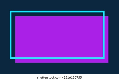 Quadro de retângulo de néon isolado em plano de fundo escuro