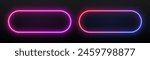 Neon rectangle frame. Led border light. Laser geometric banner. Fluorescent glow elements for the design of clubs, games and technology.