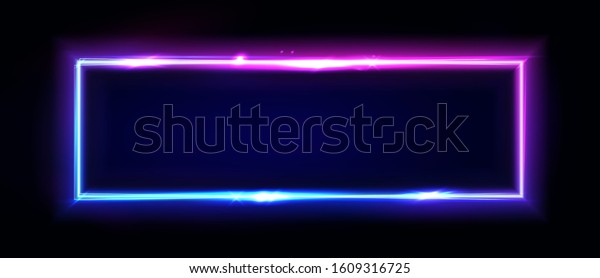 Neon Rectangle Frame Neon Lights Horizontal Stock Vector (Royalty Free ...