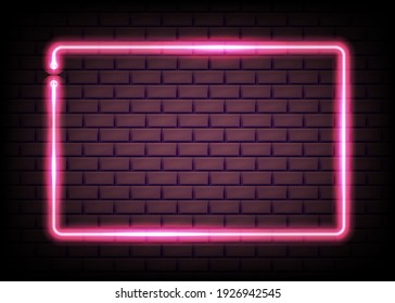 Neon Rectangle Frame Or Neon Lights Sign. Vector Illustration. Eps 10.