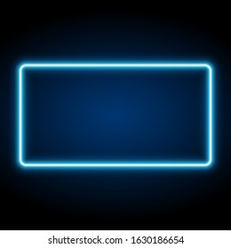 Neon rectangle frame on black background, vector illustration.