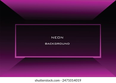 Neon rectangle frame shapes with glow effect on black background, tunnel, portal. Geometric glow outline shape or laser glowing lines. Abstract background with space for your text.
