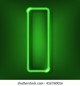Neon rectangle green color. Neon signboard. Abstract electric background. Retro neon lamp. 