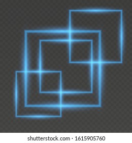 Neon rectangle lamp wall sign isolated on transparent background. Template neon sign.  For poster party, cafe, shop, banner, promotion, restaurant.