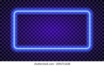 Neon rectangle vector on transparent background. Glowing frame. for shop, banner, promotion, cafe, restaurant, poster party. Bright signboard. 10 eps