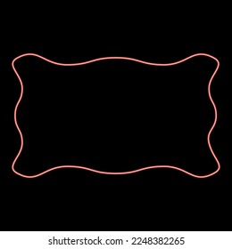 Neon rectangular banner layout wave shape frame application poster Blank mockup Empty template red color vector illustration image flat style light