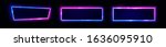 Neon rectangular signs, horizontal light banners set. Frames. Vector glow border shapes isolated on black background. Template for neon club or casino signs, glow banner, cover, poster. Illustration.