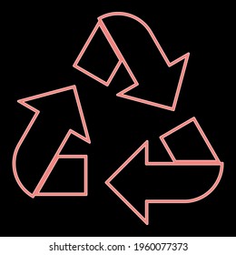Neon recycling arrows in a circle the red color vector illustration flat style image