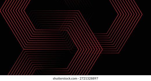 Patrón de hexágono Abstractas rojo neón sobre fondo oscuro con Espacio para texto