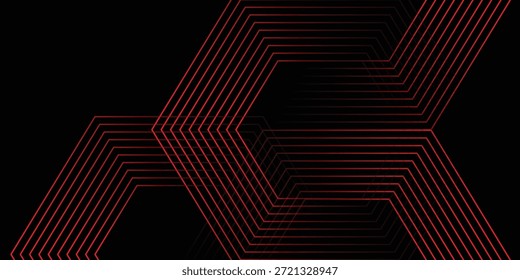 Neon Red Abstract Hexagon Pattern on Dark Background with Copy Space