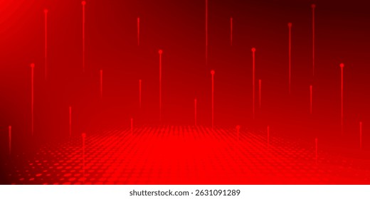 Neon red background dark red metaverse digital technology, cyber information, abstract speed connection communication, future meta technology innovation.