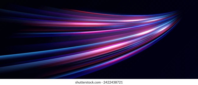 Líneas de velocidad Neon rojo y azul. Velocidad de aceleración y movimiento. Rayos de luz, efecto de desenfoque del movimiento. Iluminación nocturna en azul y rojo.	