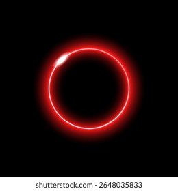 Círculo vermelho neon mostrando um brilho intenso simbolizando energia e elementos tecnológicos modernos.
