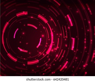 Neon red circles vector abstract pattern background