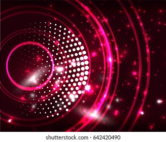 Fondo de patrón abstracto de los círculos rojos neón