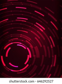 Neon red circles vector abstract pattern background