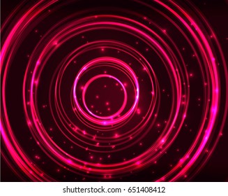 Neon red circles vector abstract pattern background