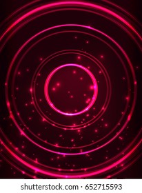 Neon red circles vector abstract pattern background