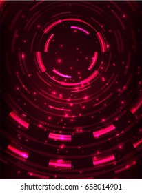 Neon red circles vector abstract pattern background