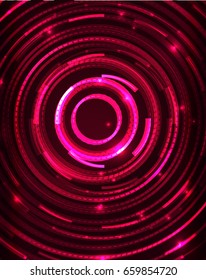 Neon red circles vector abstract pattern background