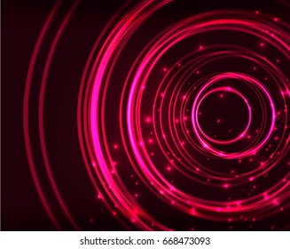 Neon red circles vector abstract pattern background