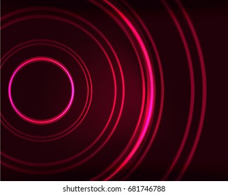 Neon red circles vector abstract pattern background